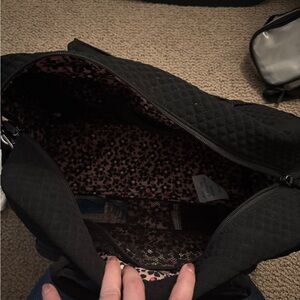 Vera Bradley Black Quilted Tote Bag with Pink Leopard Lining